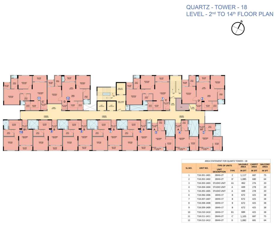  park cubix phase 2 18 Quartz Cluster Plan from 2nd to 14th Floor