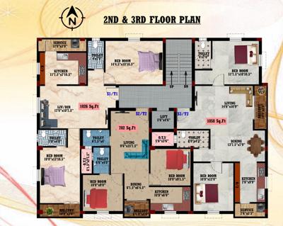  homes-apartment Homes Apartment Cluster Plan from 2nd to 3rd Floor