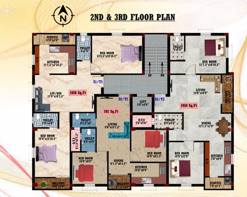  homes-apartment Homes Apartment Cluster Plan from 2nd to 3rd Floor