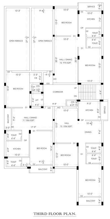  jayalakshmi flats Jayalakshmi Flats Cluster Plan for 3rd Floor