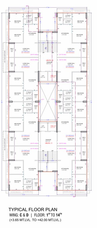 skyline Skyline Block C Cluster Plan from 1st to 14th Floor