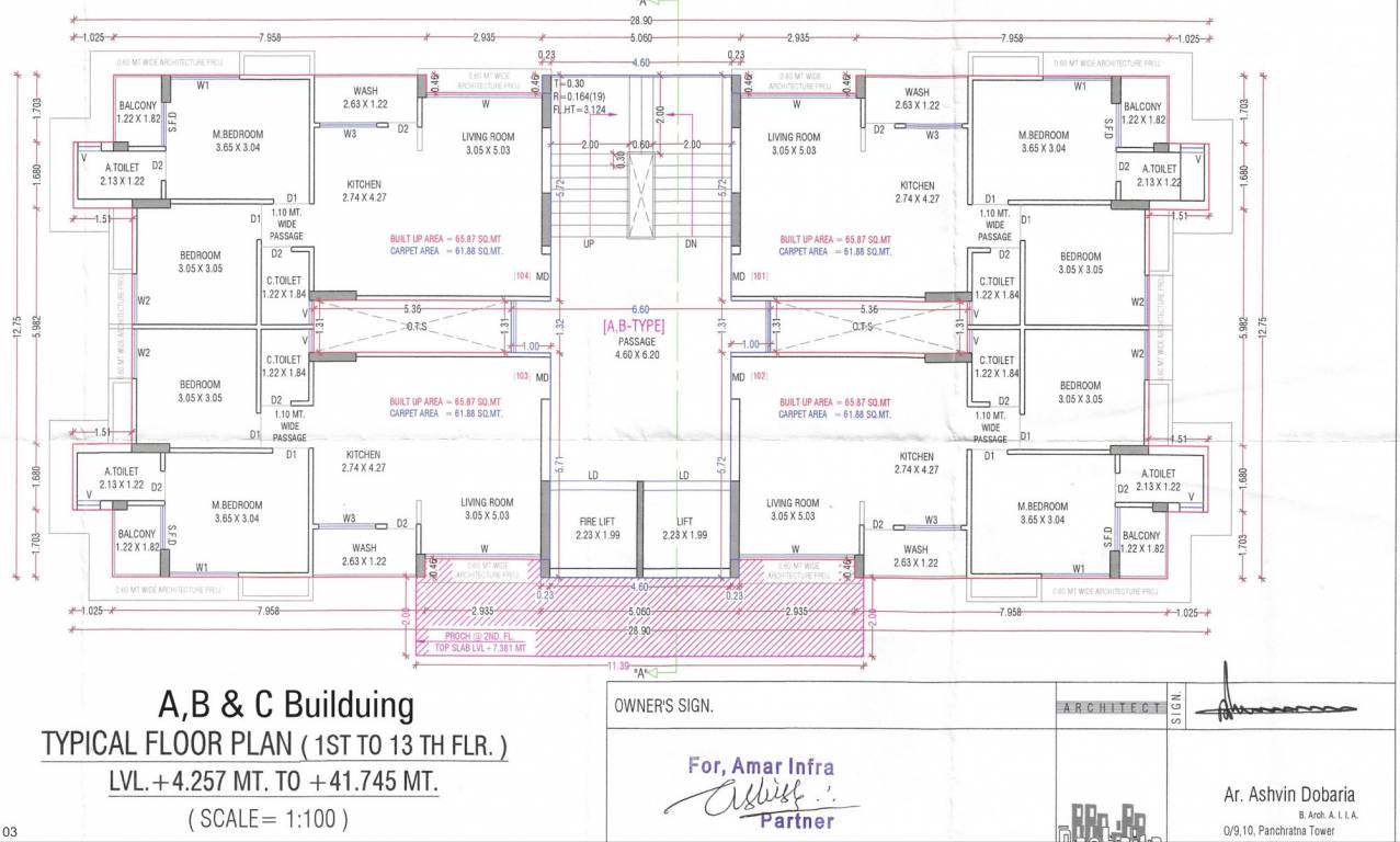 bansari hills Block A Cluster Plan from 1st to 13th Floor