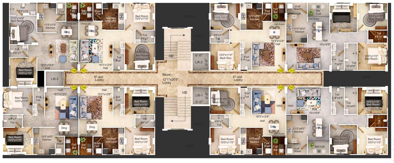  shanti marvella Block B Cluster Plan from 1st to 10th Floor