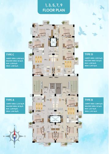  achyut-skyway Achyut Skyway Cluster Plan from 1st to 9th Floor
