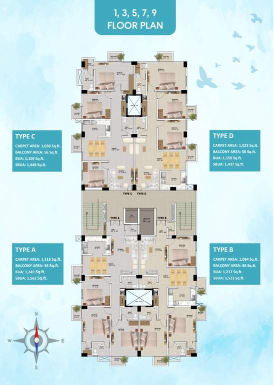  achyut skyway Achyut Skyway Cluster Plan from 1st to 9th Floor