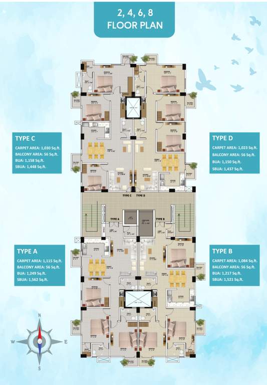  achyut skyway Achyut Skyway Cluster Plan from 2nd to 8th Floor