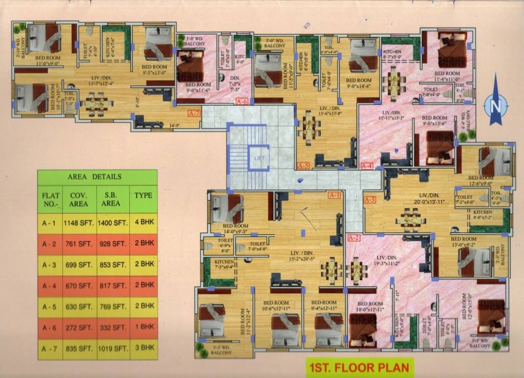  hanuman apartment  Block A Cluster Plan for 1st Floor