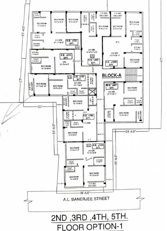  hanuman apartment  Block A Cluster Plan from 2nd to 5th Floor