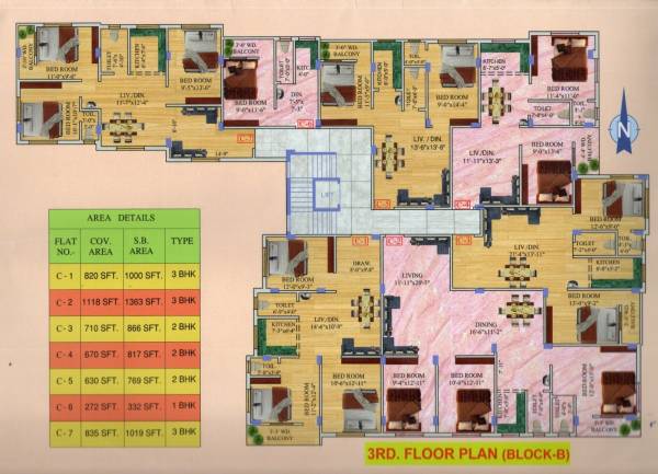 hanuman-apartment- Block B Cluster Plan for 3rd Floor