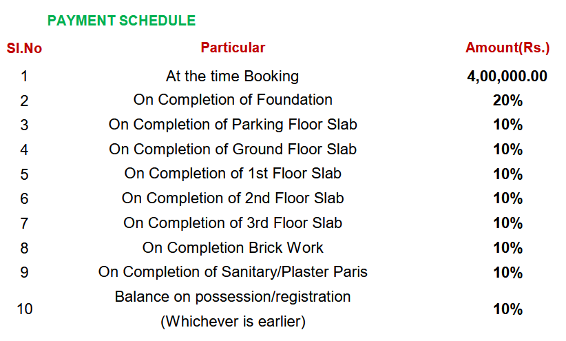 royal-residency Construction Linked Payment (CLP) Payment Plan