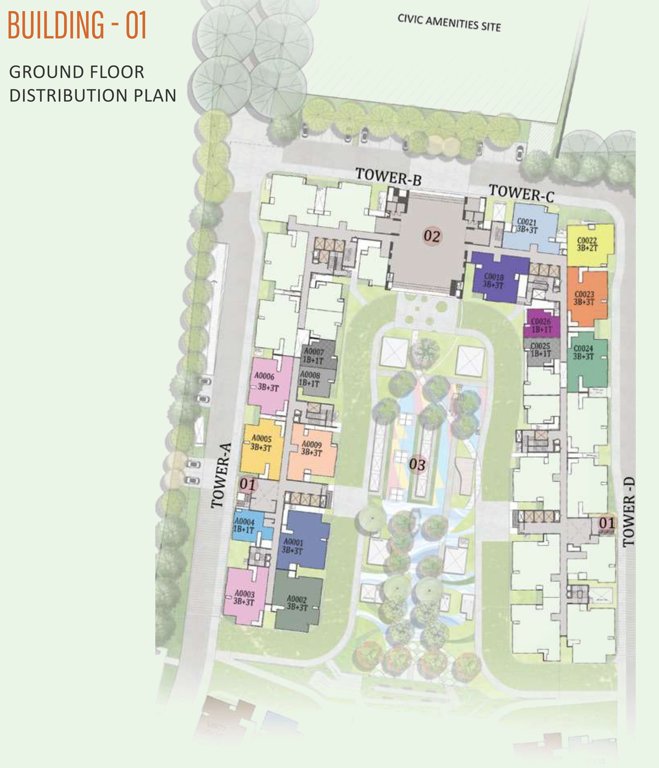 brigade eternia Tower A,B,C,E,G,H,I,K Cluster Plan for ground Floor