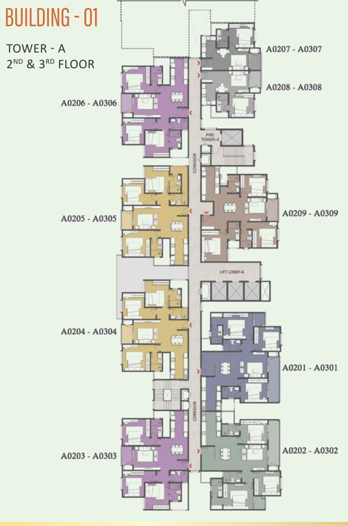 brigade eternia Tower A Cluster Plan from 2nd to 3rd Floor