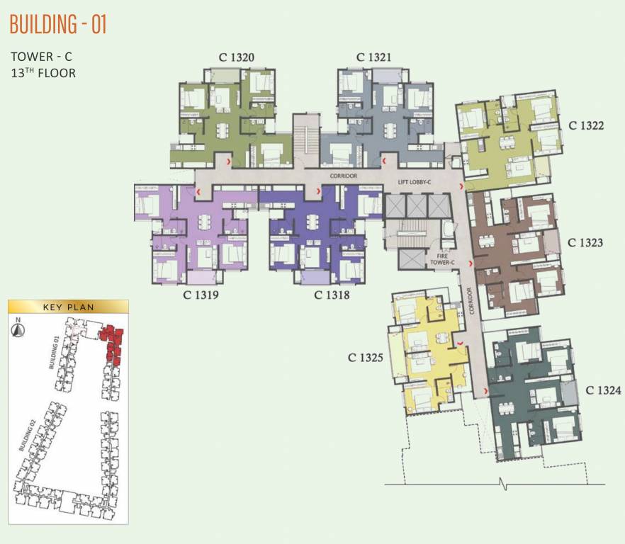 brigade eternia Tower C Cluster Plan for 13th Floor