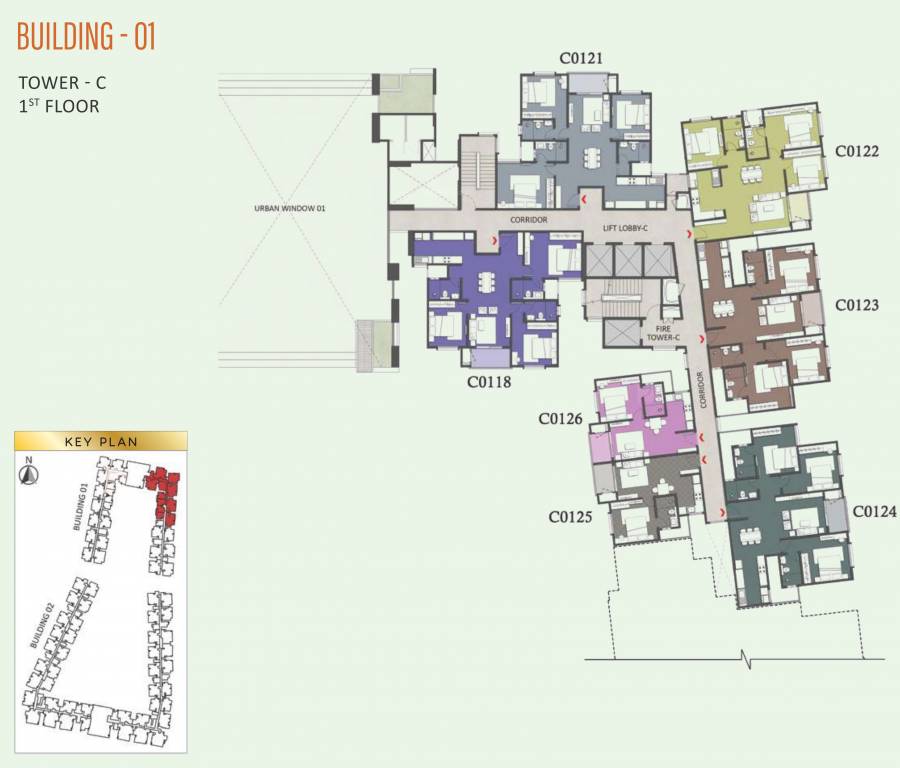 brigade eternia Tower C Cluster Plan for 1st Floor