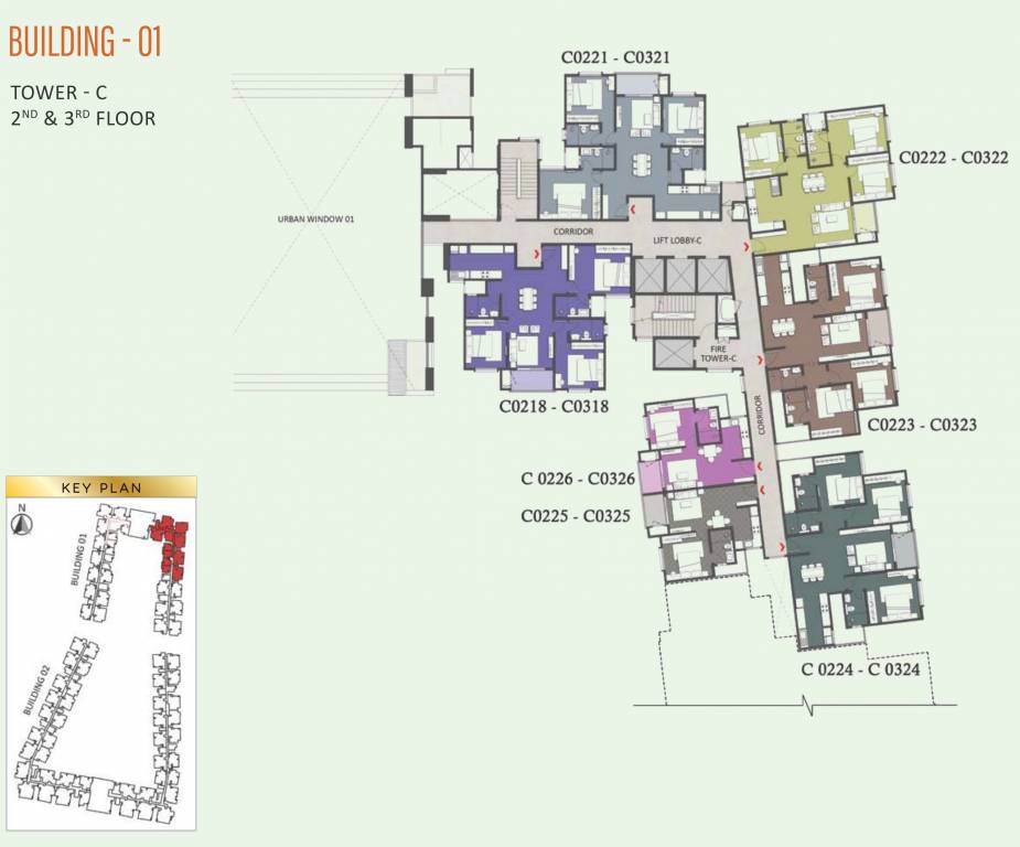 brigade eternia Tower C Cluster Plan from 2nd to 3rd Floor