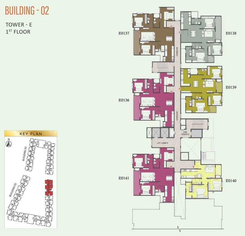 brigade eternia Tower E Cluster Plan for 1st Floor
