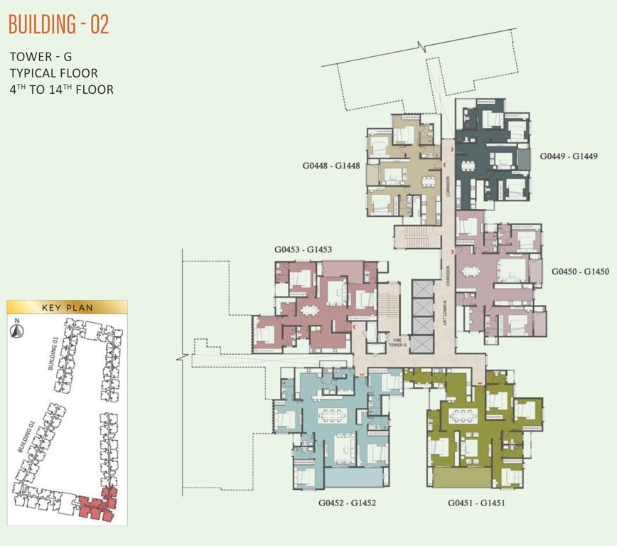 brigade eternia Tower G Cluster Plan from 4th to 14th Floor