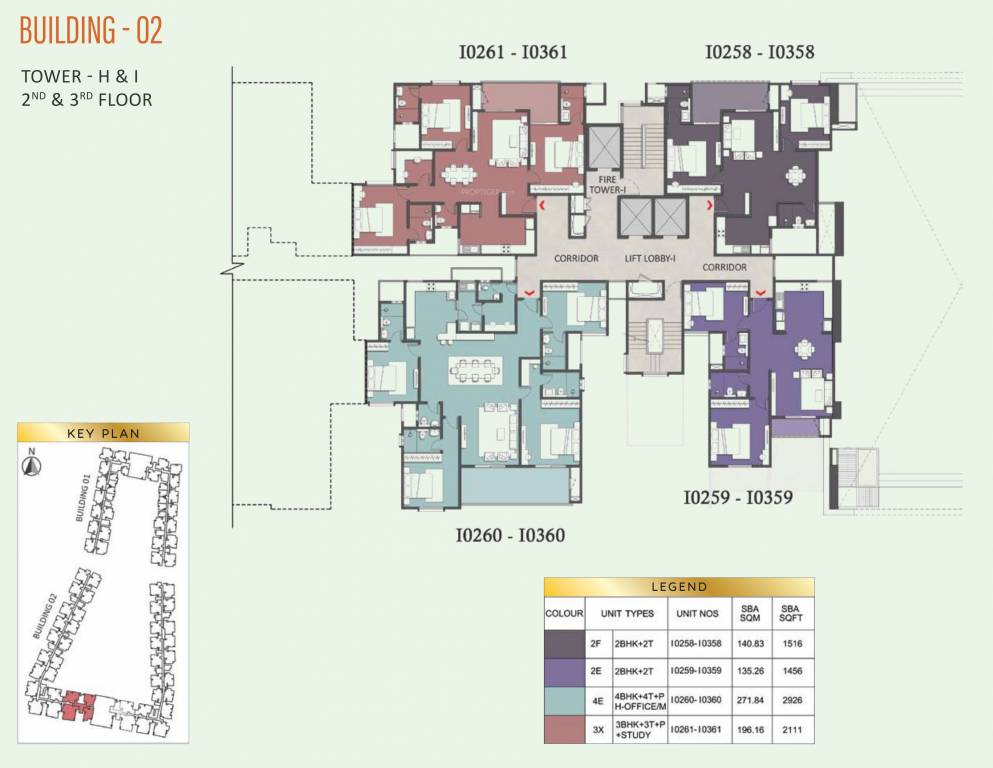 brigade eternia Tower H, I Cluster Plan from 2nd to 3rd Floor