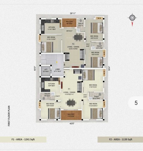  sriram-flats Sriram Flats Cluster Plan for 1st Floor