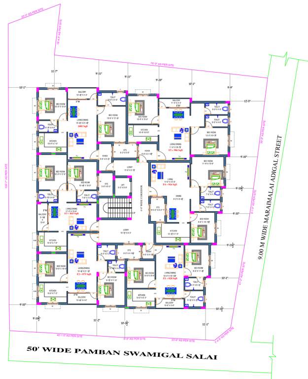  vigneshwara apartments Vigneshwara Apartments Cluster Plan from 1st to 5th Floor