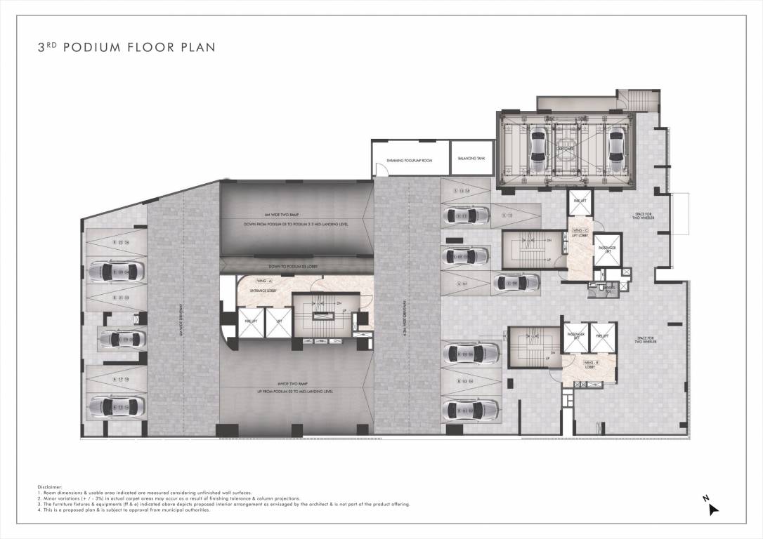  rustomjee prive Wing A, B & C Cluster Plan for 3rd Podium Floor
