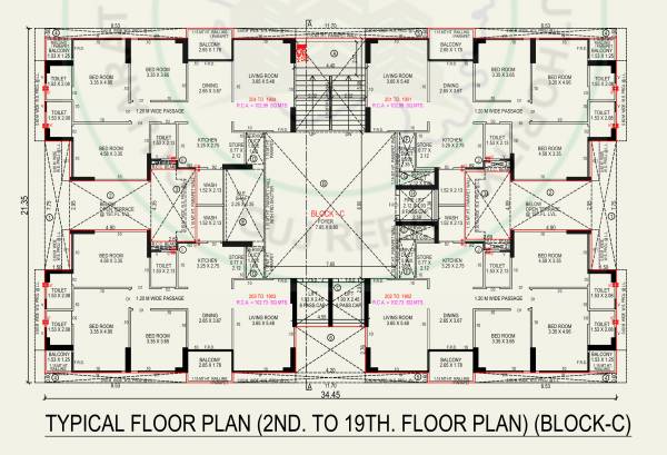  aasthaa-magnolia C Cluster Plan from 2nd to 19th Floor
