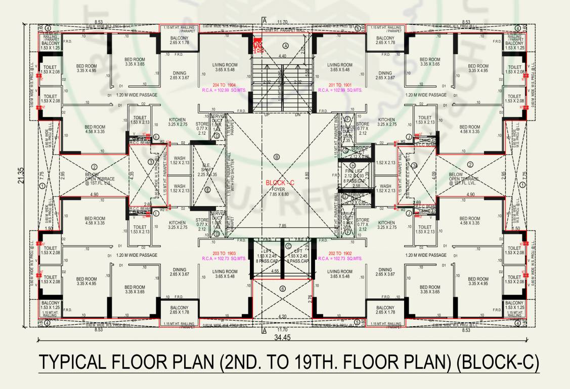  aasthaa magnolia C Cluster Plan from 2nd to 19th Floor