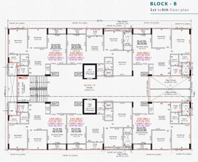  satyam-luxuria Block B Cluster Plan from 1st to 9th Floor