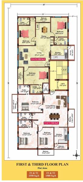  delight-flat Delight Flat Cluster Plan for 1st Floor