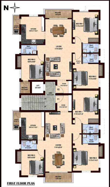  av apartment AV Apartment Cluster Plan for 1st Floor