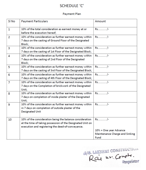 the-oasis Construction Linked Payment (CLP) Payment Plan