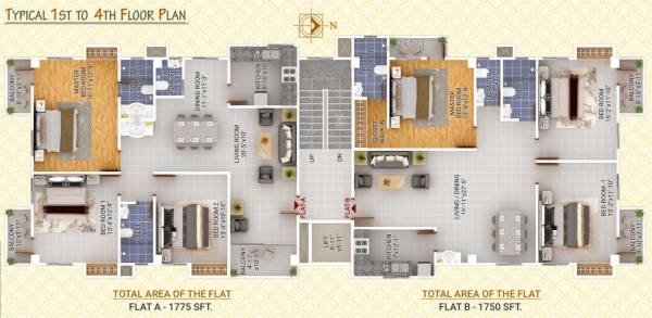  unique-abode Cluster Plan from 1st to 4th Floor