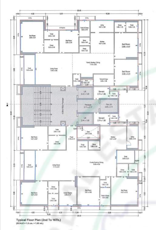  breeze Tower A Cluster Plan from 2nd to 16th Floor