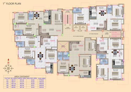  kashish-maanik-residency Kashish Maanik Residency Cluster Plan for 1st Floor