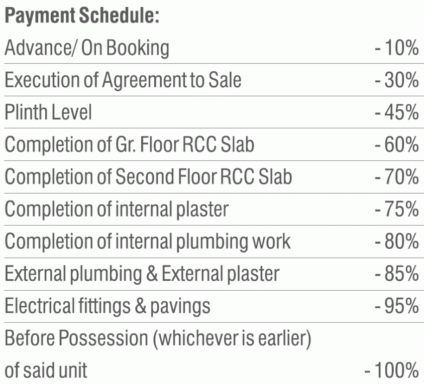 shree-aarna-villa Construction Linked Payment (CLP) Payment Plan