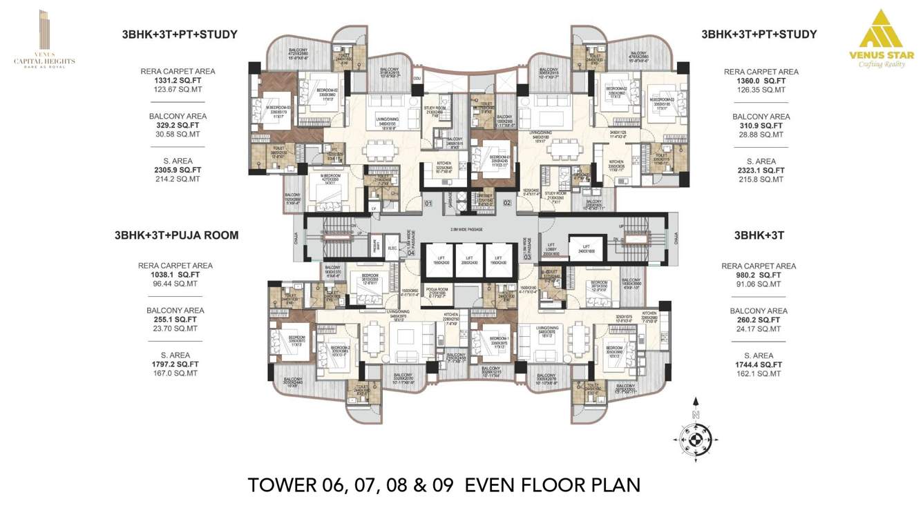  capital heights Venus Capital Heights Tower 6, 7, 8 & 9 Cluster Plan for Even Floor