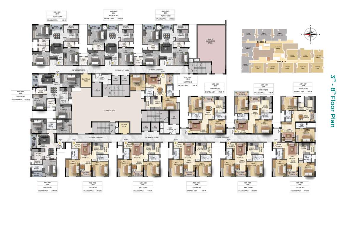  sky living Sky Living Block 1 Cluster Plan from 3rd to 8th Floor