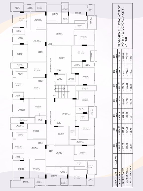 anandam heights ii Block  A Cluster Plan for Typical Floor