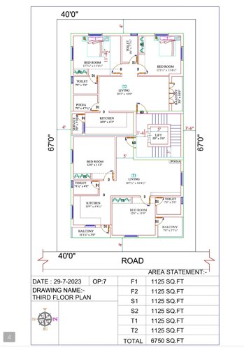  kavinee-apartments Azhagarsamy's Kavinee Apartments Cluster Plan for 3rd Floor