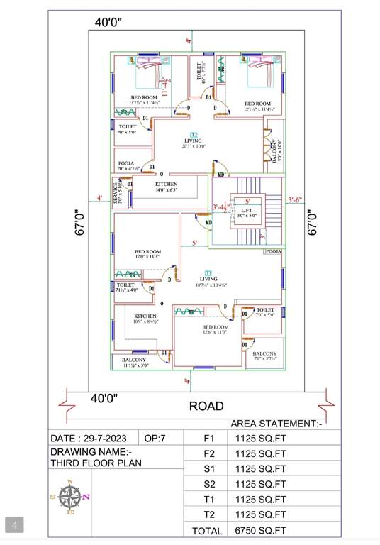  kavinee apartments Azhagarsamy's Kavinee Apartments Cluster Plan for 3rd Floor