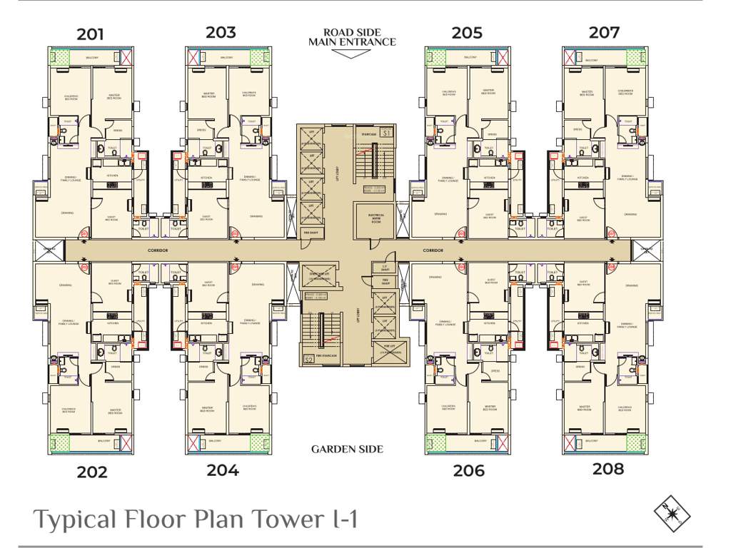  world avenue 07 World Avenue 07 Tower I 1 Cluster Plan from 1st to 8th Floor