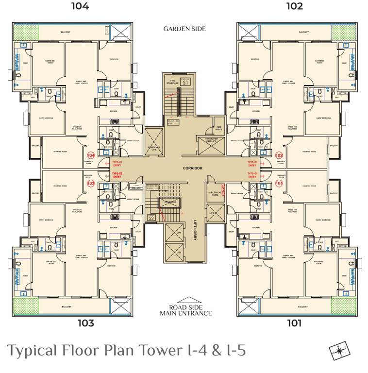  world avenue 07 World Avenue 07 Tower I 4 Cluster Plan from 1st to 4th Floor