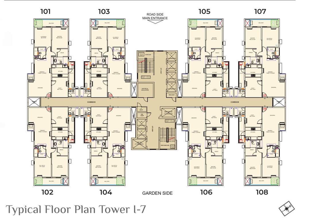  world avenue 07 World Avenue 07 Tower I 7 Cluster Plan from 1st to 8th Floor