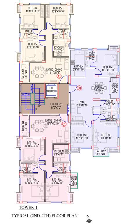  oxford rudraa Oxford Rudraa Tower Kailash Cluster Plan from 2nd to 4th Floor
