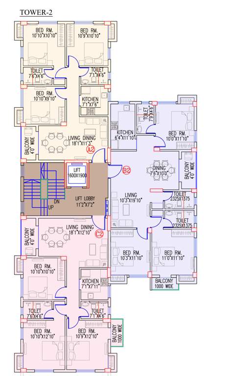  oxford rudraa Oxford Rudraa Tower  Kashi Cluster Plan from 2nd to 4th Floor