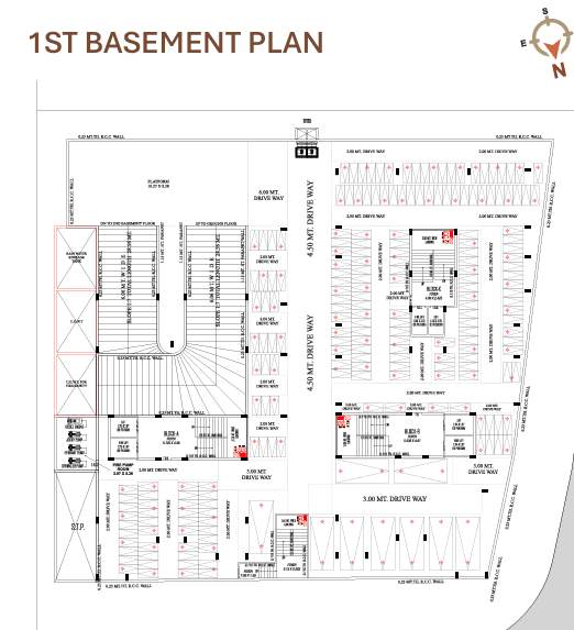  pavitra valley Tower A B C  Cluster Plan for basement 1 Floor