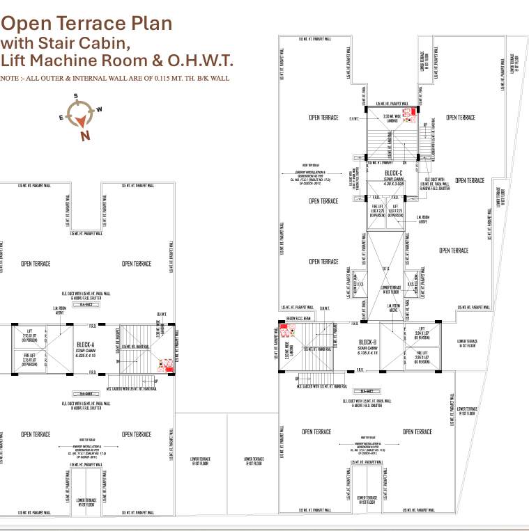  pavitra valley Tower A B C  Cluster Plan for terrace Floor