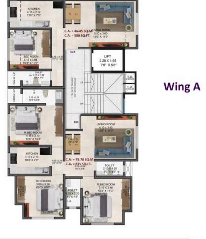  shree yogesh co operative housing society ltd Wing A Cluster Plan 5 Floor