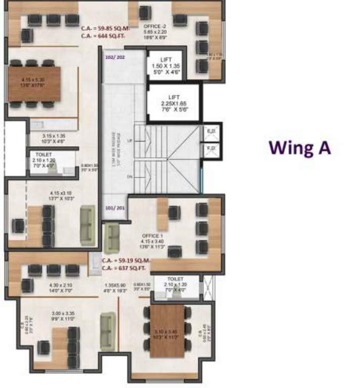  shree yogesh co operative housing society ltd Wing A Cluster Plan from 1st to 2nd Floor