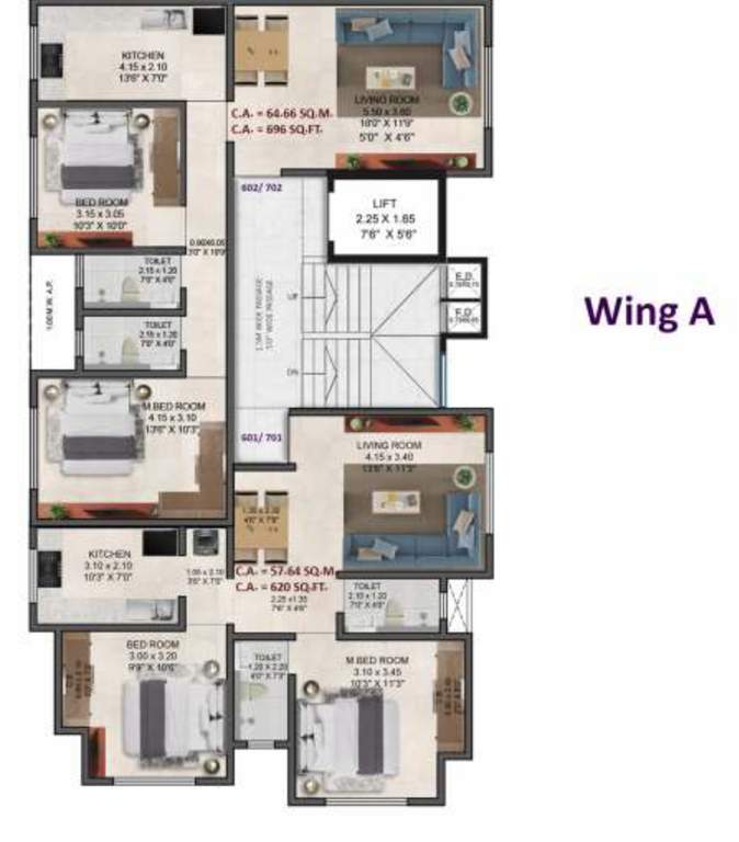  shree yogesh co operative housing society ltd Wing A Cluster Plan from 6th to 7th Floor
